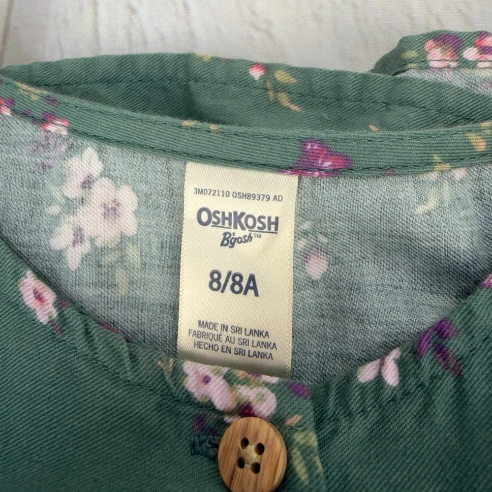OshKosh Girls Floral Prairie Dress Size 8 Green Boho‎ Cottagecore